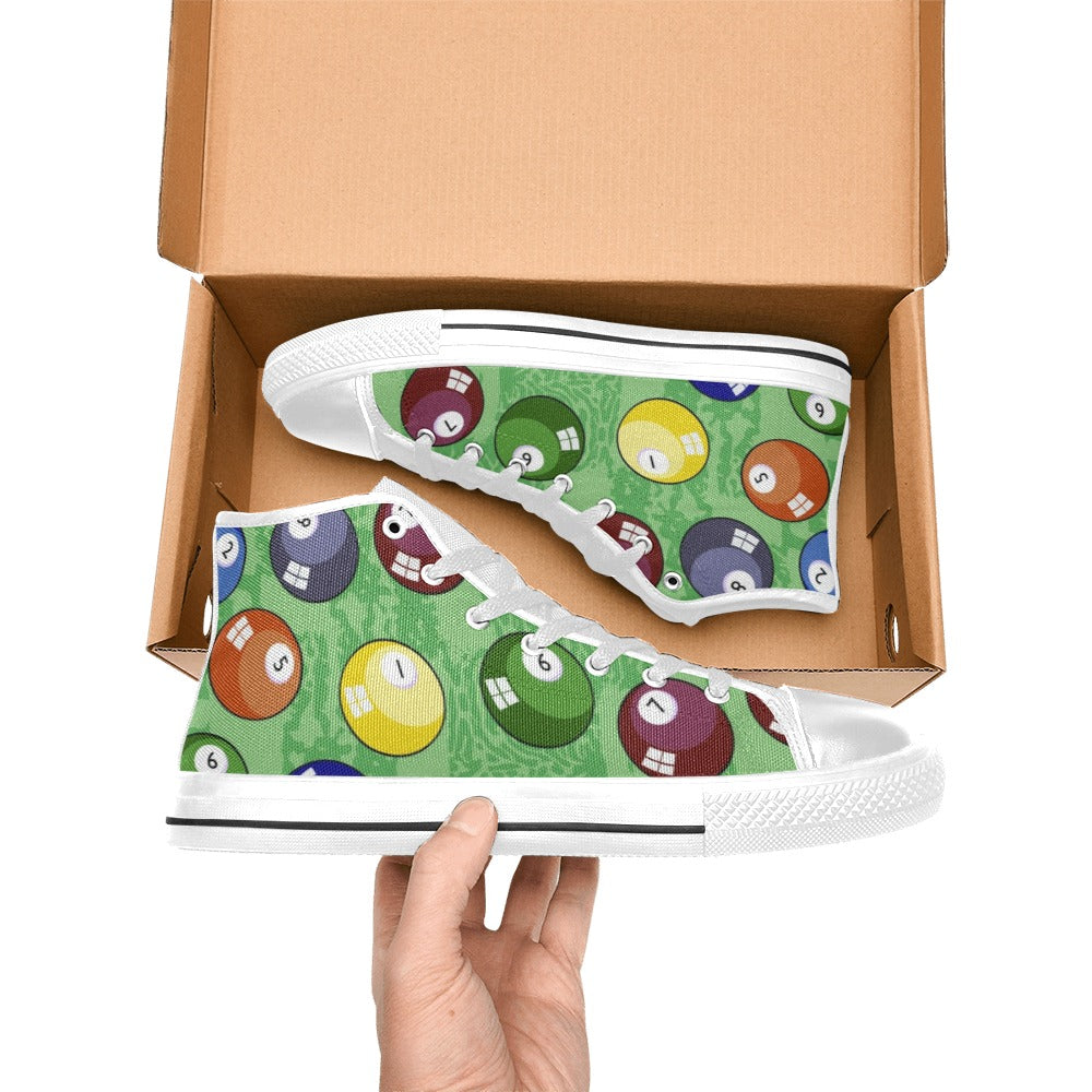 Pool Balls - Women's High Top Canvas Shoes