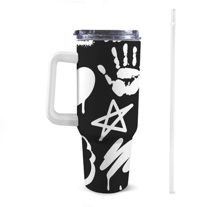 Bold Graffiti - 40oz Tumbler with White Handle