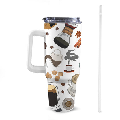 All The Coffee - 40oz Tumbler with White Handle