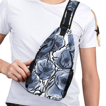Blue And White Floral - Cross-Body Chest Bag Cross-Body Chest Bag