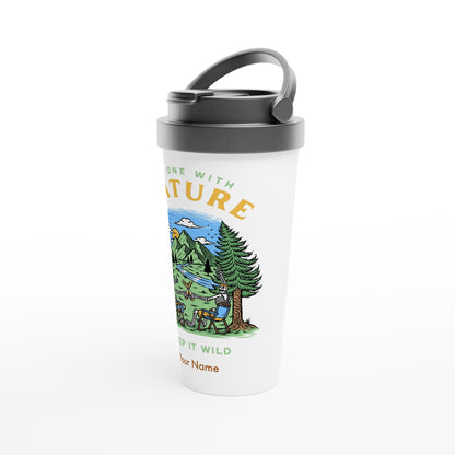 Personalised - Be One With Nature, Skeleton - White 15oz Stainless Steel Travel Mug Personalised Travel Mug Customise Globally Fulfilled Personalise Summer