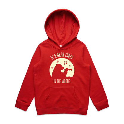 If A Bear Toots In The Woods, Trumpet Player - Youth Supply Hood Red Kids Hoodie