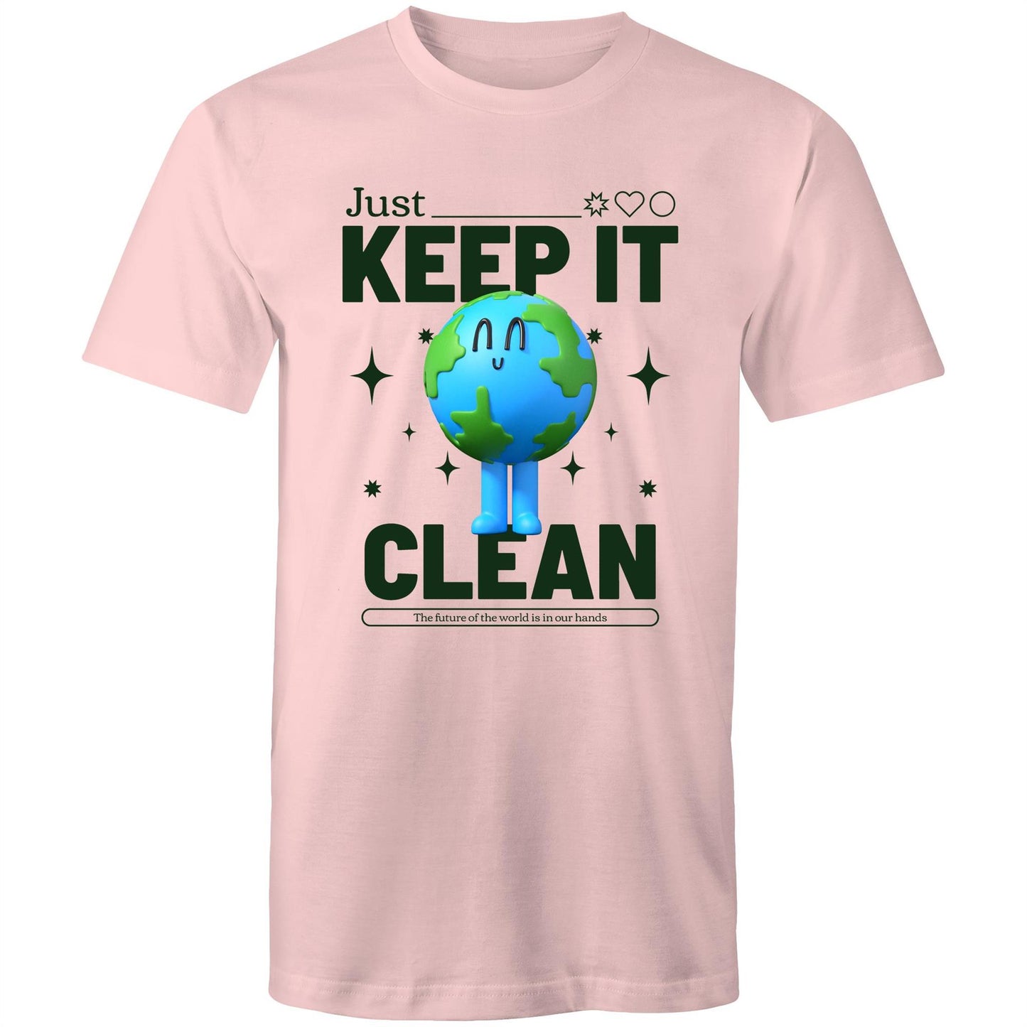 Earth, Just Keep It Clean - Mens T-Shirt Pink Mens T-shirt Environment Printed In Australia