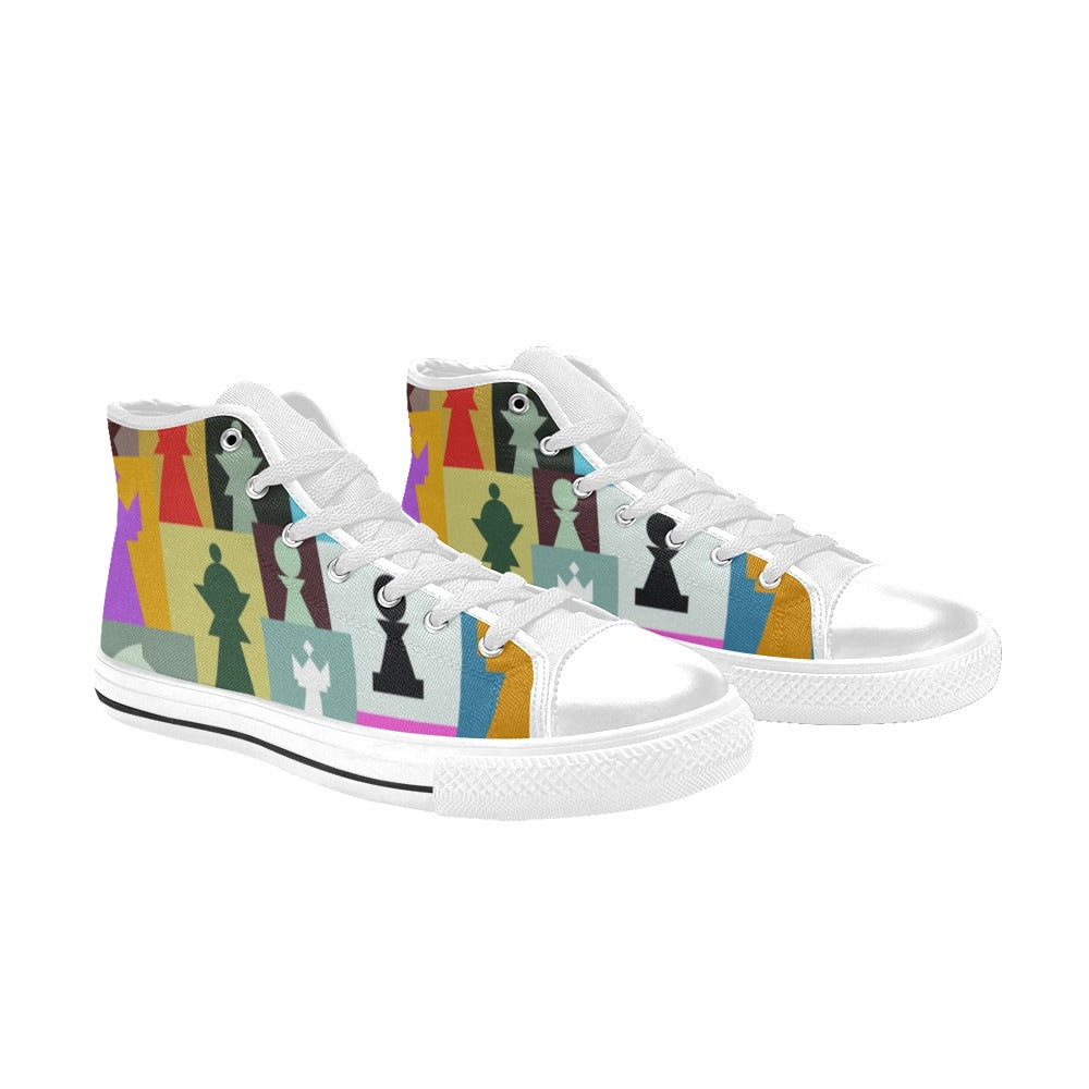 Colourful Chess - Women's High Top Canvas Shoes