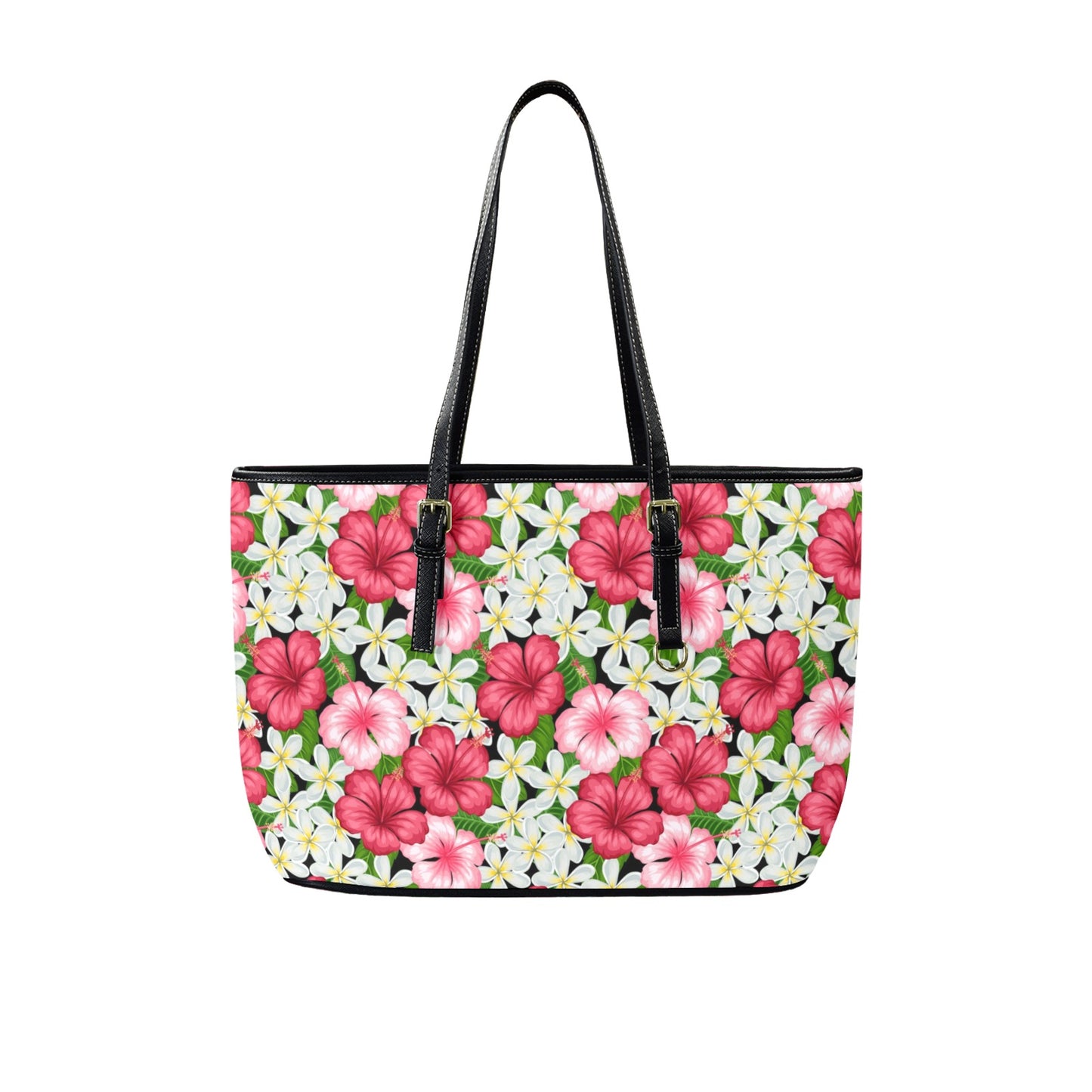 Hibiscus - Leather Tote Bag-Large