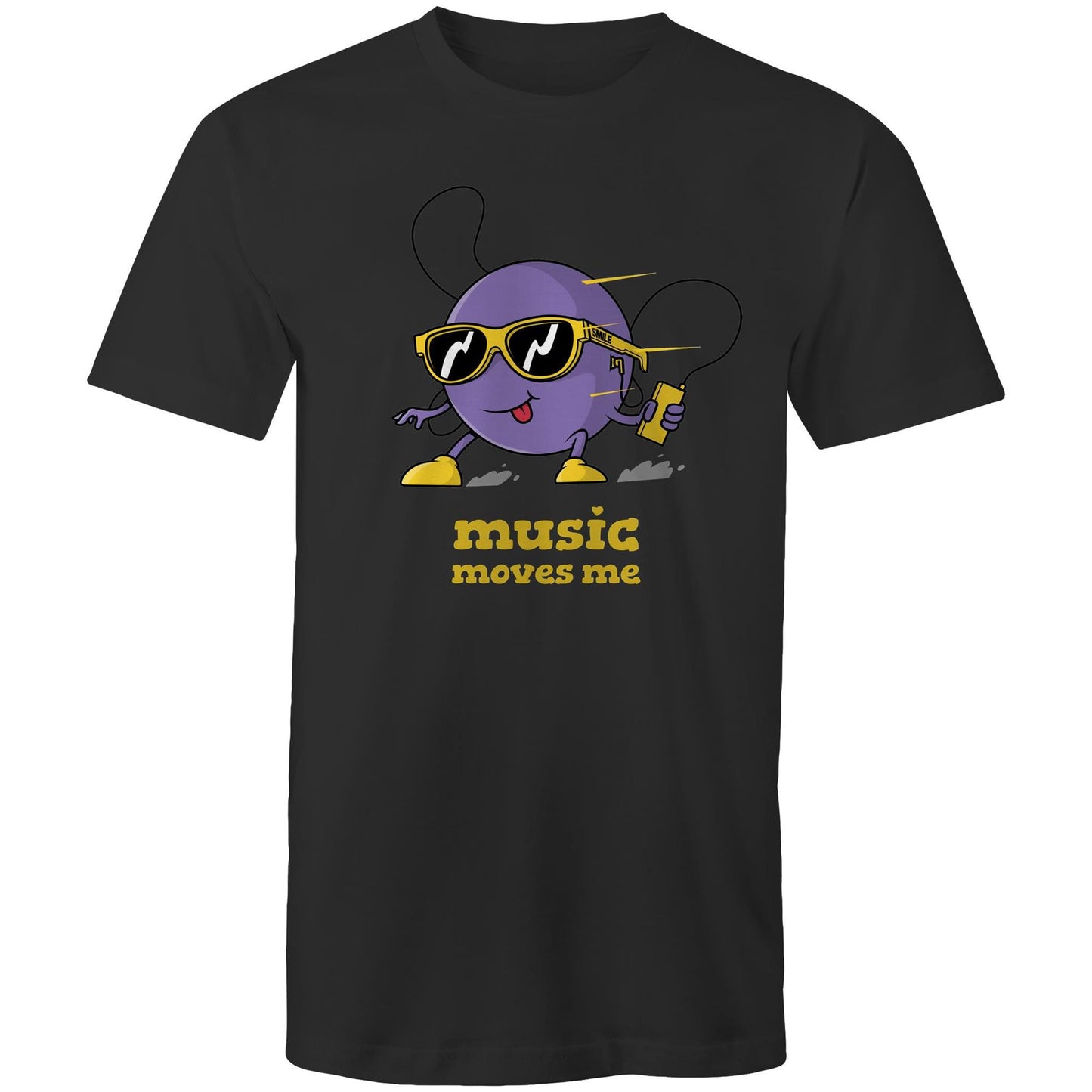 Music Moves Me, Earbuds - Mens T-Shirt Black Mens T-shirt Music