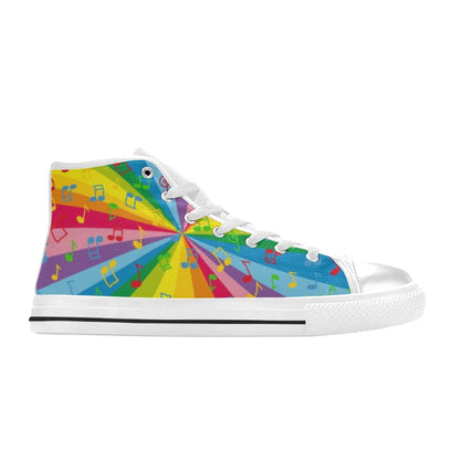 Rainbow Music - Women's High Top Canvas Shoes