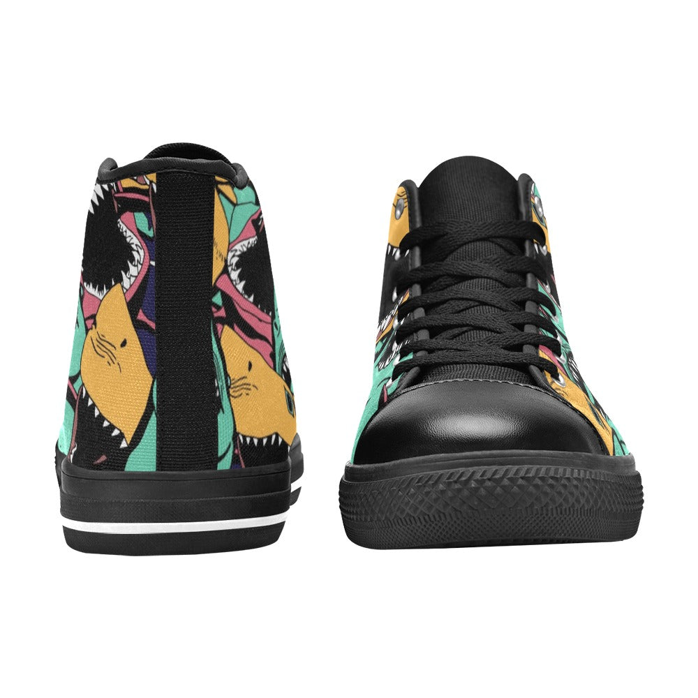 Scary Sharks - Men's High Top Canvas Shoes