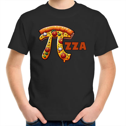 Pi Pizza - Kids Youth T-Shirt Black Kids Youth T-shirt Food Maths Printed In Australia Science