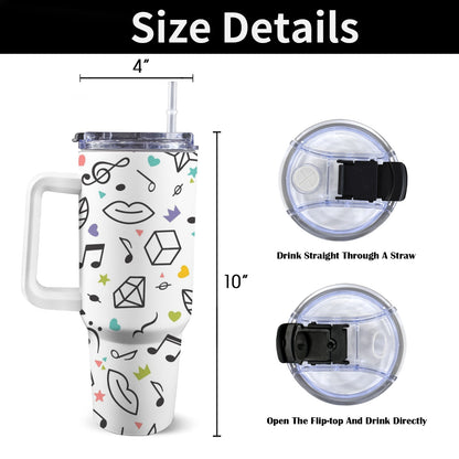 Music Time - 40oz Tumbler with White Handle