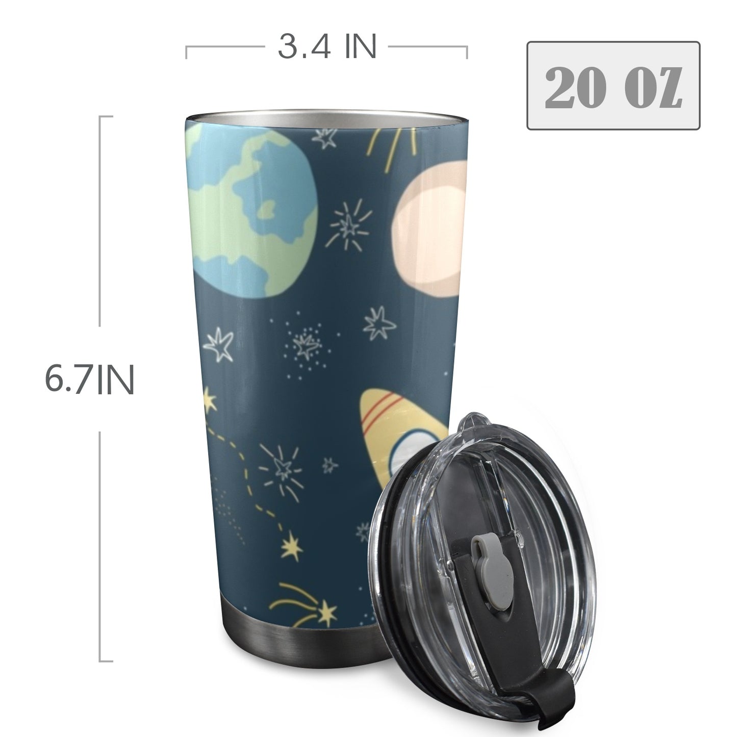 Rocket and Planets In Space - 20oz Travel Mug / Tumbler