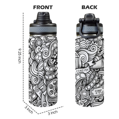 Entertainment - Insulated Water Bottle with Dual-Use Lid (18oz)