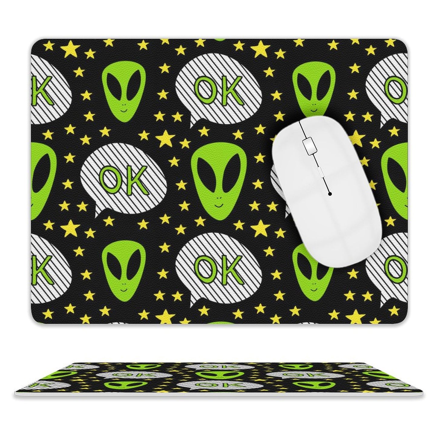 Alien Hello - Leather Mouse Pad