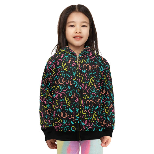 Squiggle Time - Junior Girls Zip Up Hoodie