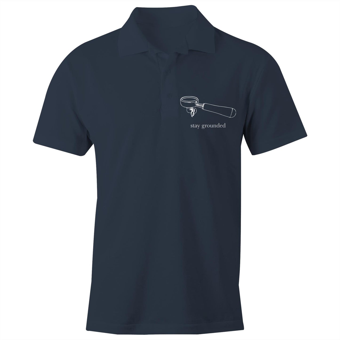 Stay Grounded - Chad S/S Polo Shirt, Printed Navy Polo Shirt Coffee