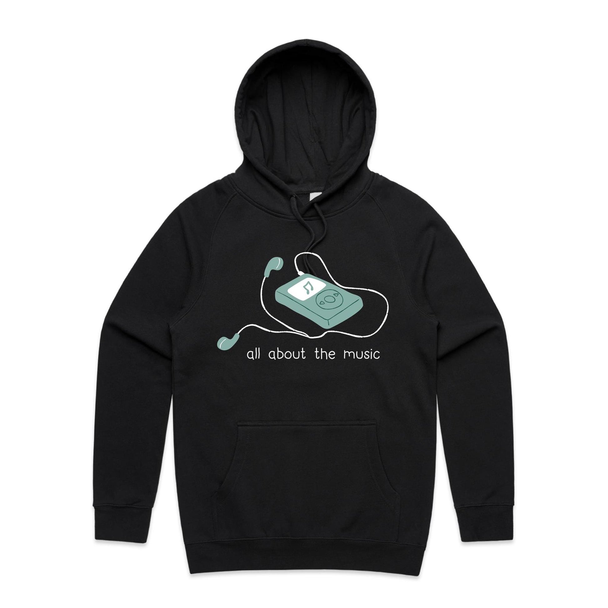 All About The Music, Music Player - Supply Hood Black Mens Supply Hoodie music retro tech