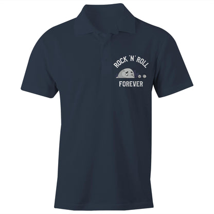 Rock 'N' Roll Forever - Chad S/S Polo Shirt, Printed Navy Polo Shirt Music