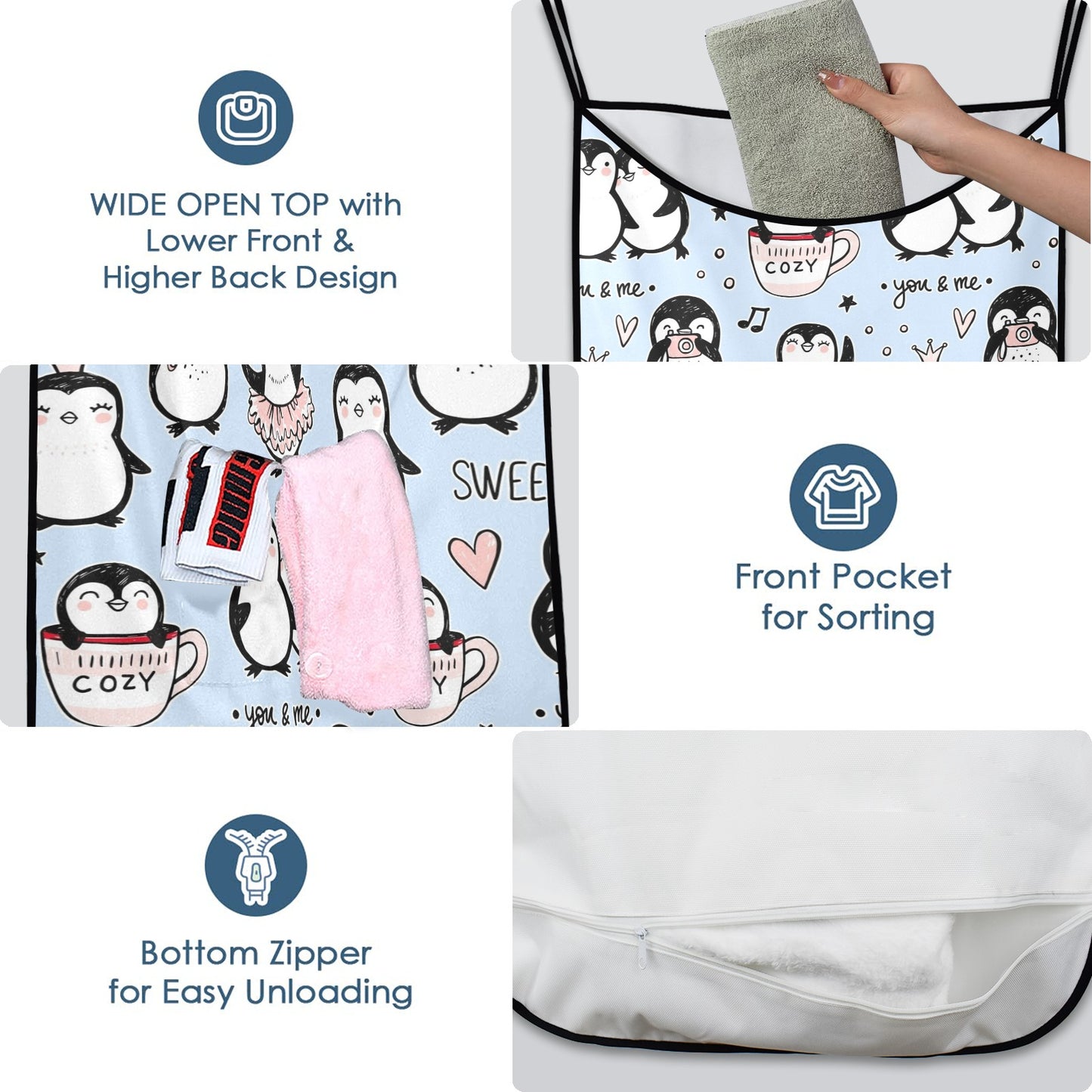 Penguin Love - Hanging Laundry Bag