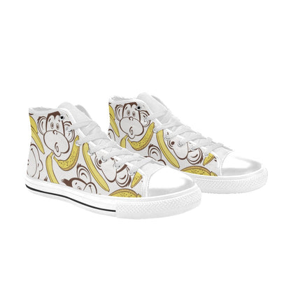 Banana Monkeys - Women's High Top Canvas Shoes