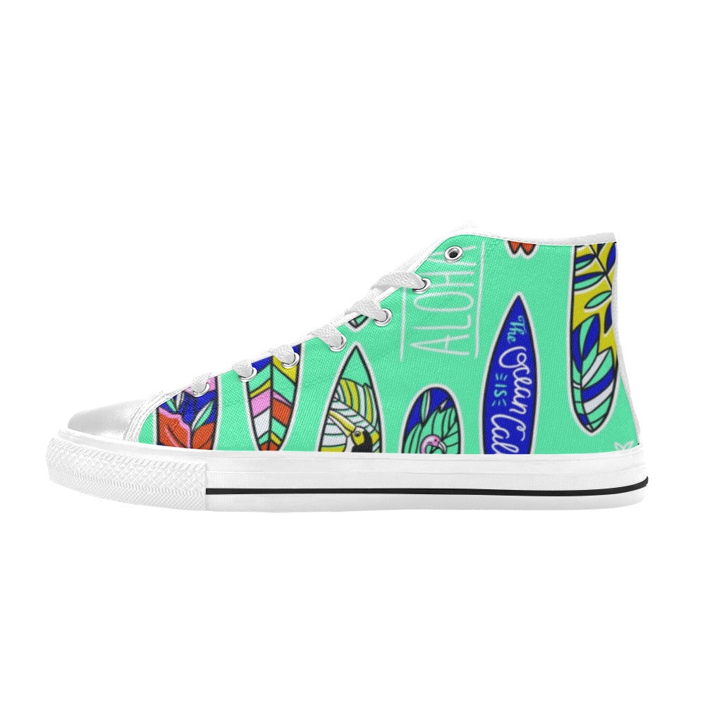 Aloha Surfboards - Women's High Top Canvas Shoes