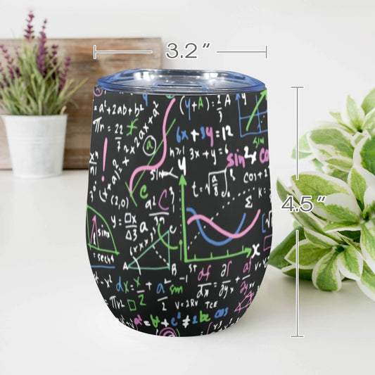 Equations In Green And Pink - 12oz Wine Tumbler 12oz Wine Tumbler Maths Printed Offshore Science