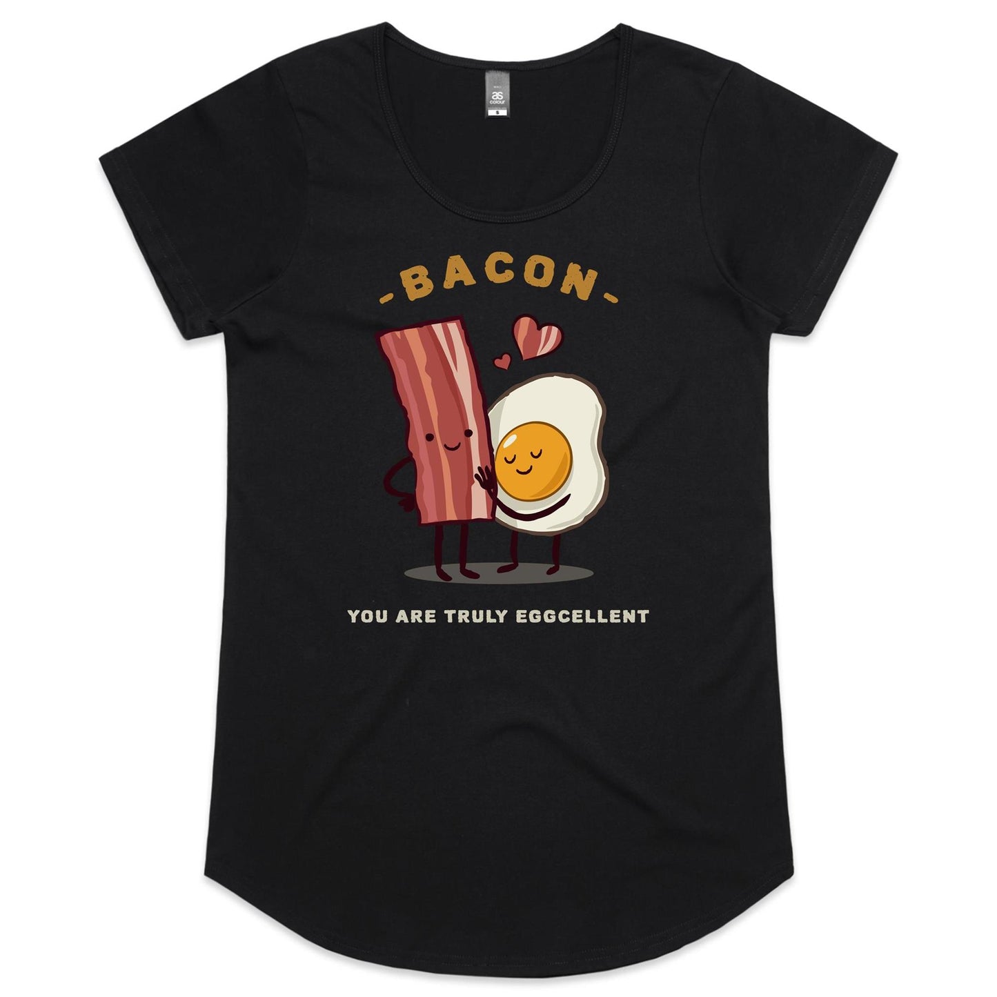 Bacon, You Are Truly Eggcellent - Womens Scoop Neck T-Shirt Black Womens Scoop Neck T-shirt Food