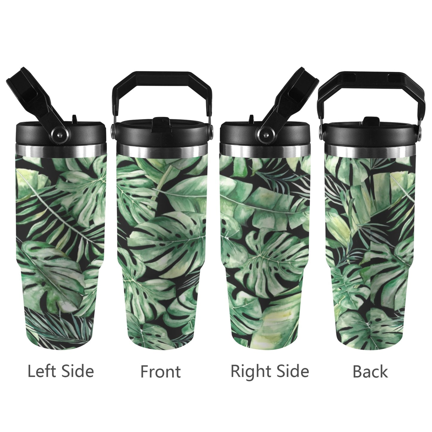 Jungle Leaves - 30oz Tumbler with Top Handle