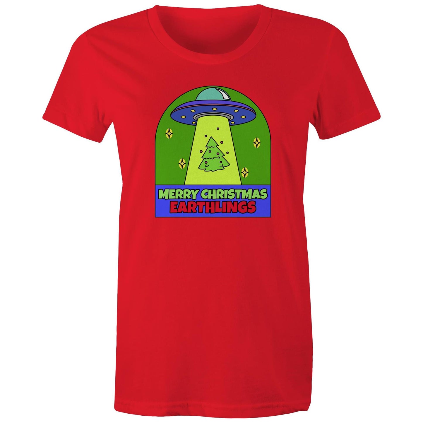 Merry Christmas Earthlings, UFO - Womens T-shirt