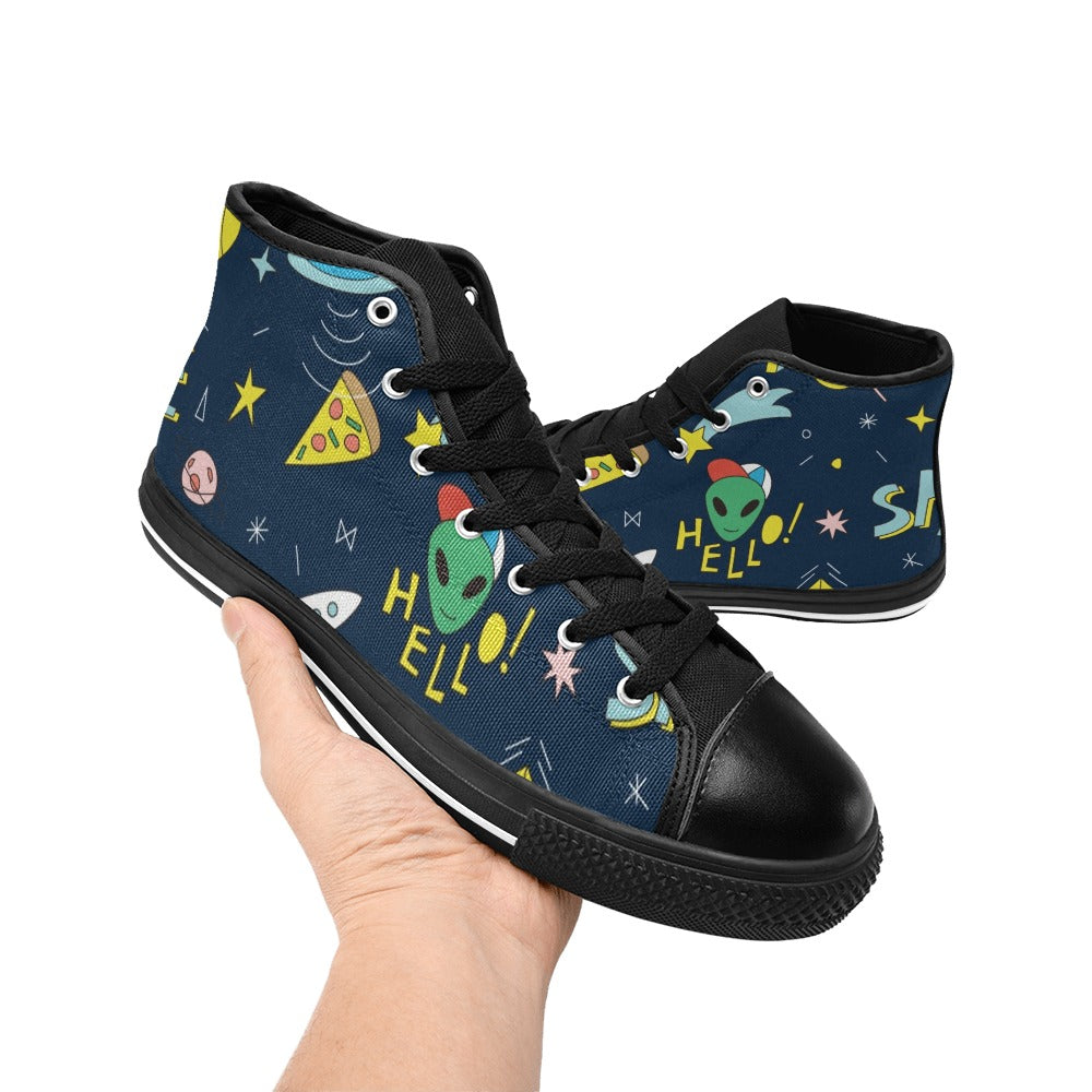 Hello Alien - Men's High Top Canvas Shoes