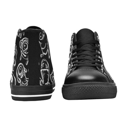 Monsters In Black And White - Women's High Top Canvas Shoes