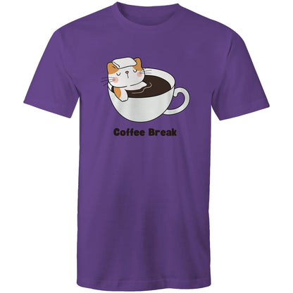 Cat Coffee Break - Mens T-Shirt Purple Mens T-shirt animal Coffee
