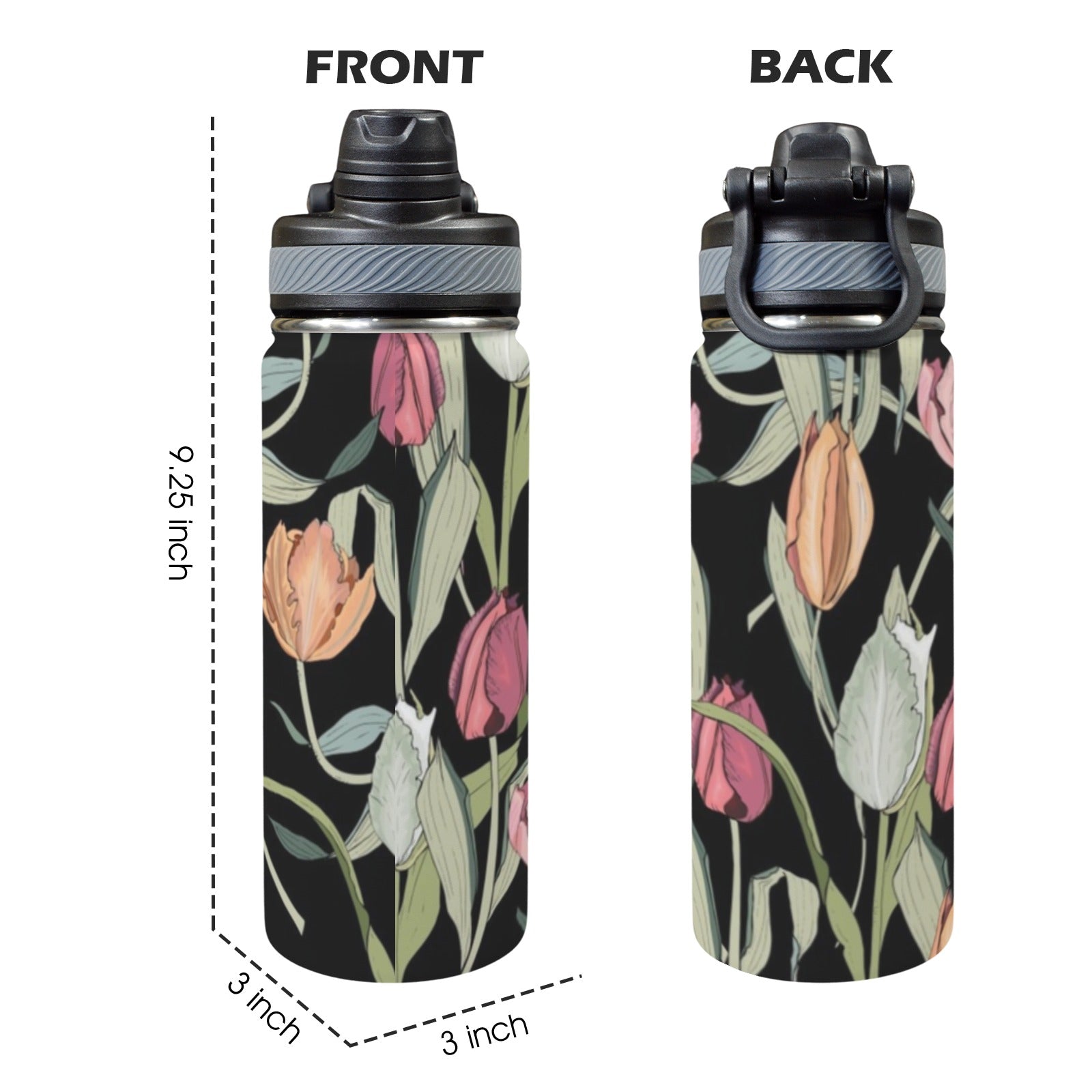 Tulips - Insulated Water Bottle with Dual-Use Lid (18oz) Insulated Water Bottle with Dual-Use Lid (18oz) Printed Offshore