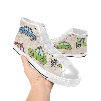 Kids Cars - Kids High Top Canvas Shoes