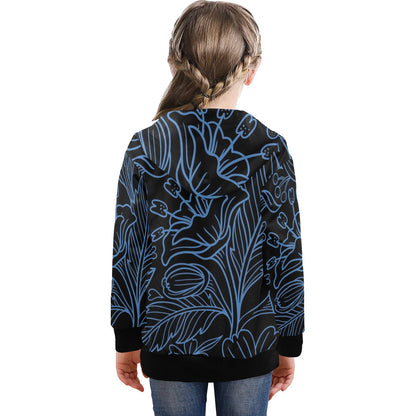 Blue Floral - Senior Girls Zip Up Hoodie