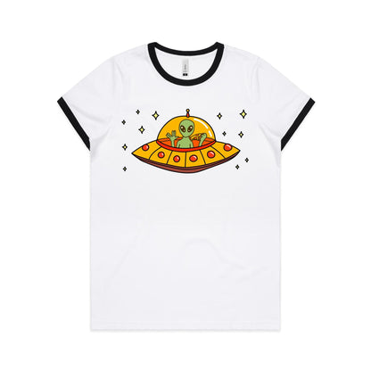 Alien Pizza - Women's Ringer Tee