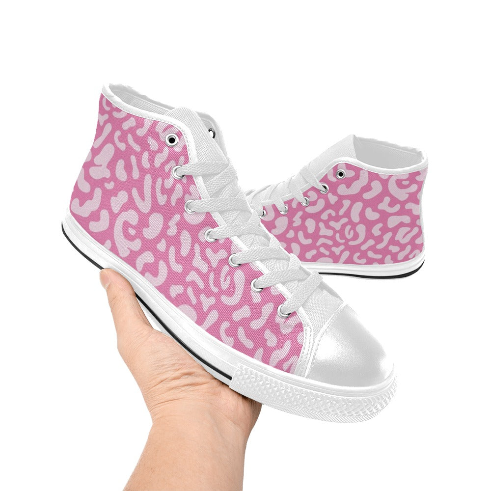 Pink Leopard - Men's High Top Canvas Shoes