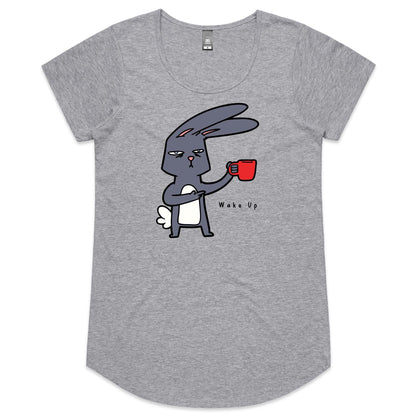 Wake Up, Coffee, Rabbit - Womens Scoop Neck T-Shirt