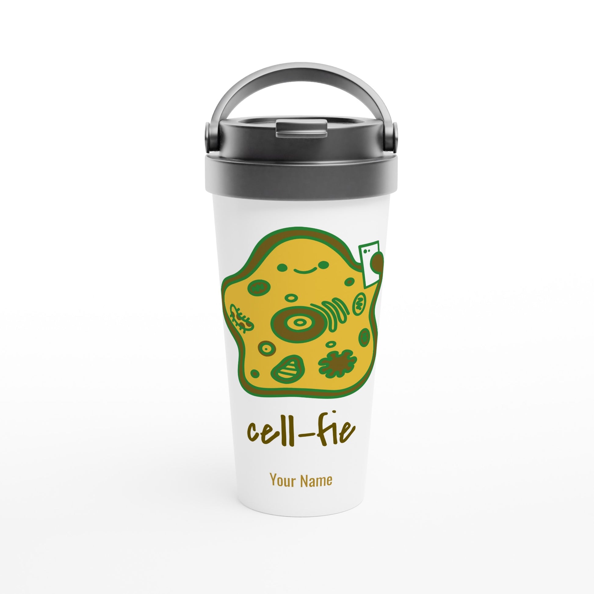 Personalised - Cell-fie - White 15oz Stainless Steel Travel Mug Default Title Personalised Travel Mug science