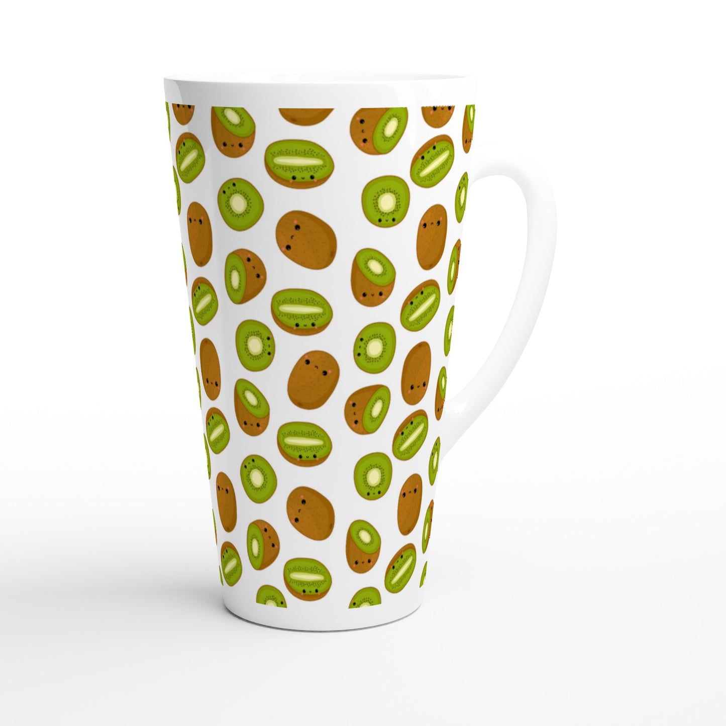 Kiwi Fruit - White Latte 17oz Ceramic Mug Latte Mug food Globally Fulfilled