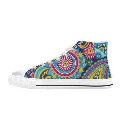 Bright Paisley - Women's High Top Canvas Shoes