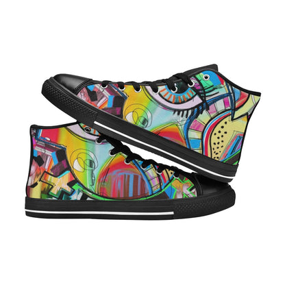 Graffiti Bird - Men's High Top Canvas Shoes