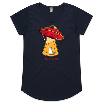 Here For The Cats, UFO - Womens Scoop Neck T-Shirt