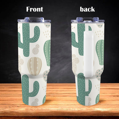 Cactus - 40oz Tumbler with White Handle