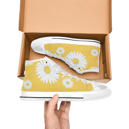 Daisy On Yellow - Women's High Top Canvas Shoes