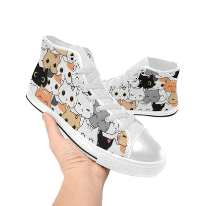 Cute Cartoon Cats - Men's High Top Canvas Shoes