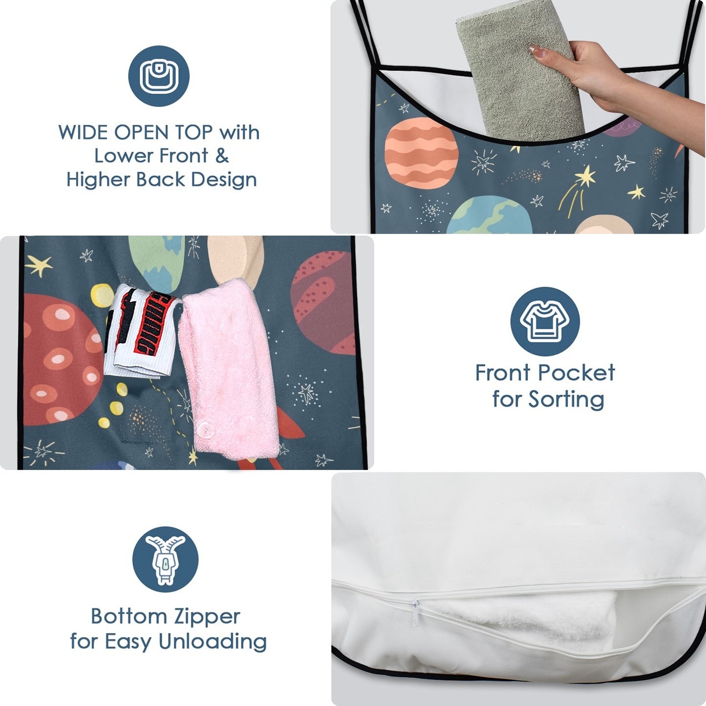 Rocket and Planets In Space - Hanging Laundry Bag