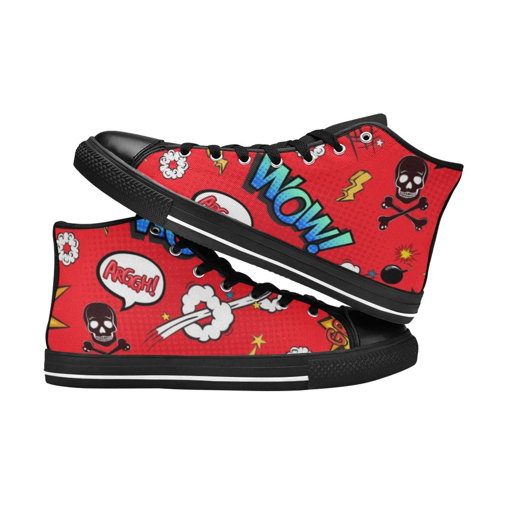 Comic Book Red - Women's High Top Canvas Shoes