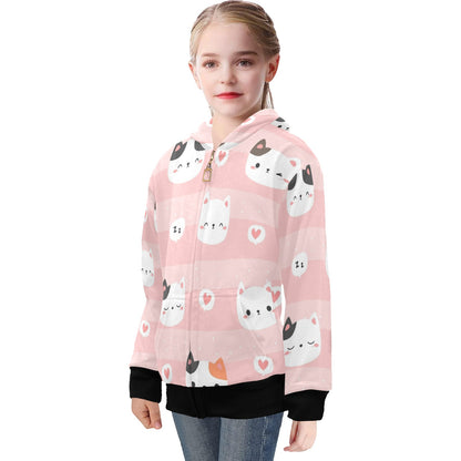 Pink Cats - Senior Girls Zip Up Hoodie