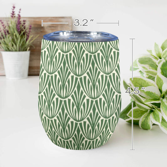 Green Pattern - 12oz Wine Tumbler 12oz Wine Tumbler Printed Offshore