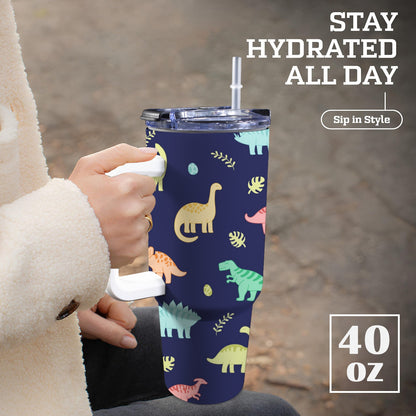 Dinosaurs - 40oz Tumbler with White Handle